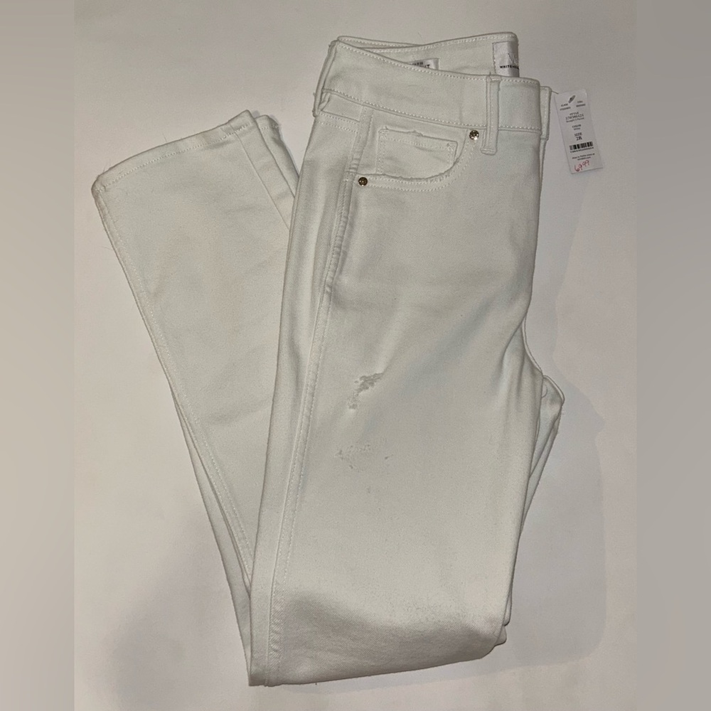 WHBM Women's White Straight Leg Jeans